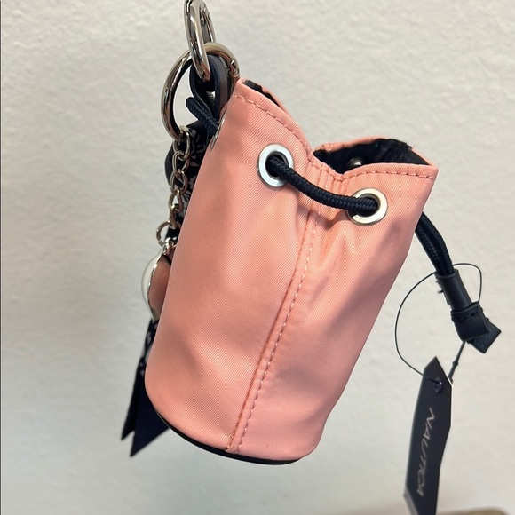 Nautica | Pink Bucket Drawstring Wristlet Bag w/ Navy Mini Bandana/Heart Charm - Picture 10 of 10